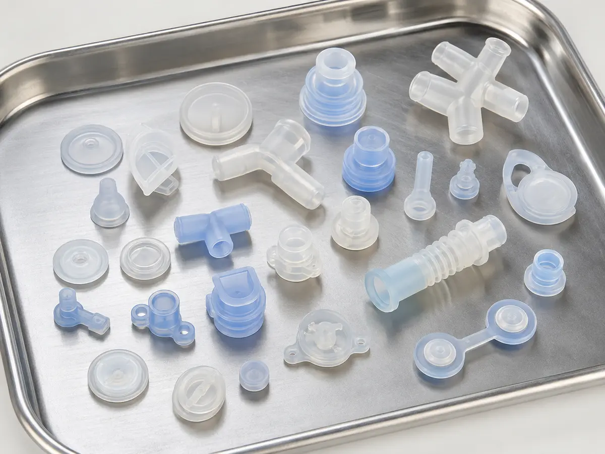 Precision translucent LSR parts for medical device assemblies