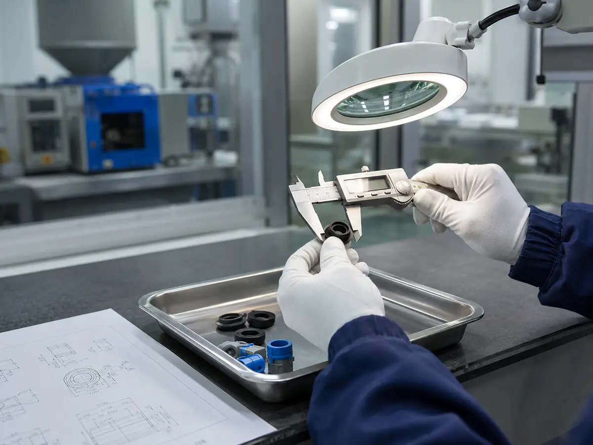 Silicone part drawing review and dimensional inspection