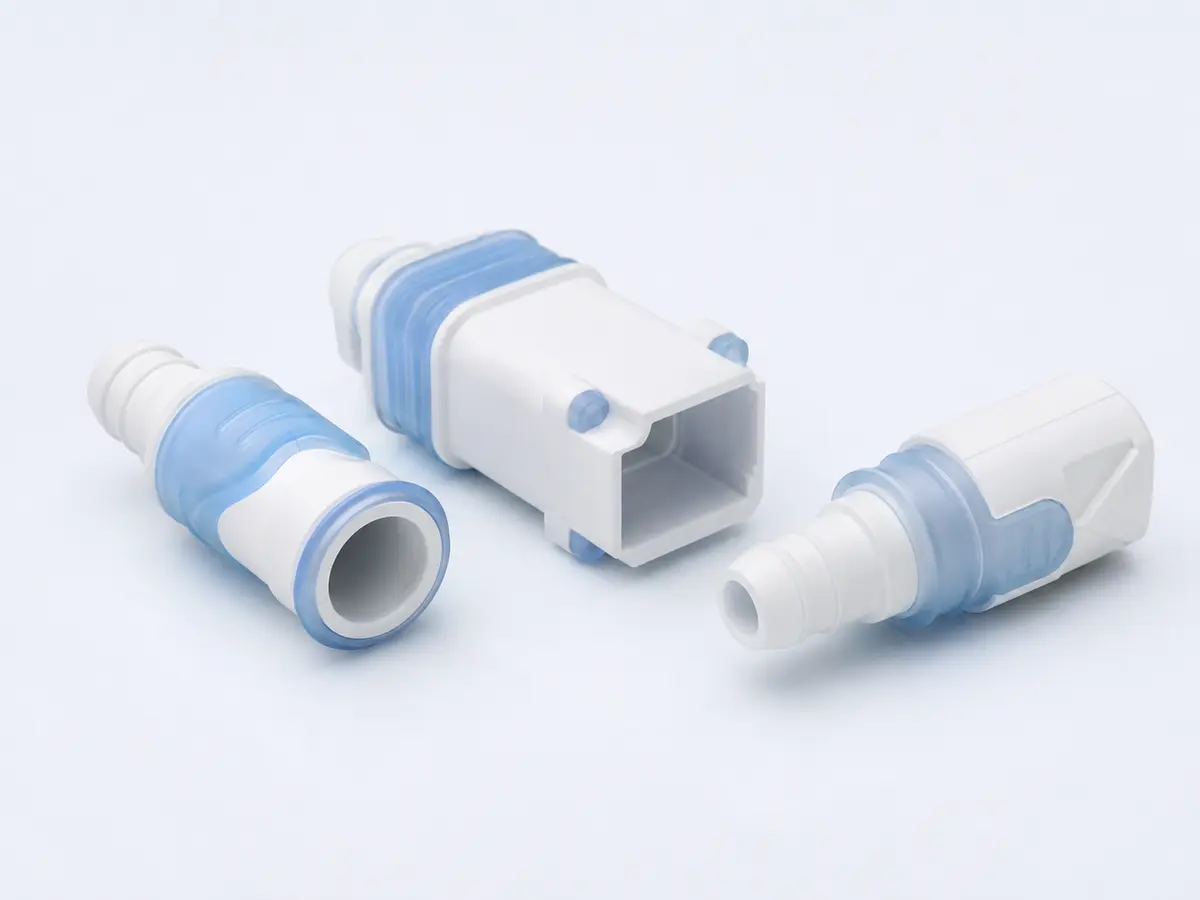 Medical-Grade LSR Overmolded Plastic Connector